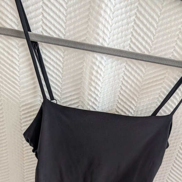 Guess Black Ruched Midi Dress Slinky, Adjustable Straps Size Small Cocktail - Picture 3 of 6